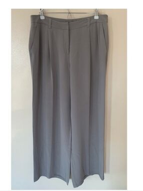 NWT 100% Silk Size Xl Eileen Fisher Silk Wide-Leg Pants In Color Smoke